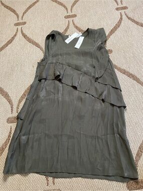 ElviSleeveless Ruffle Shift Dress - Olive